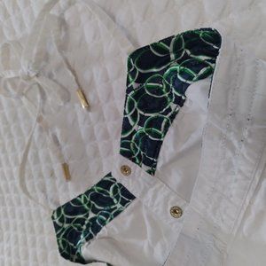 Guess white overall shorts with halter top